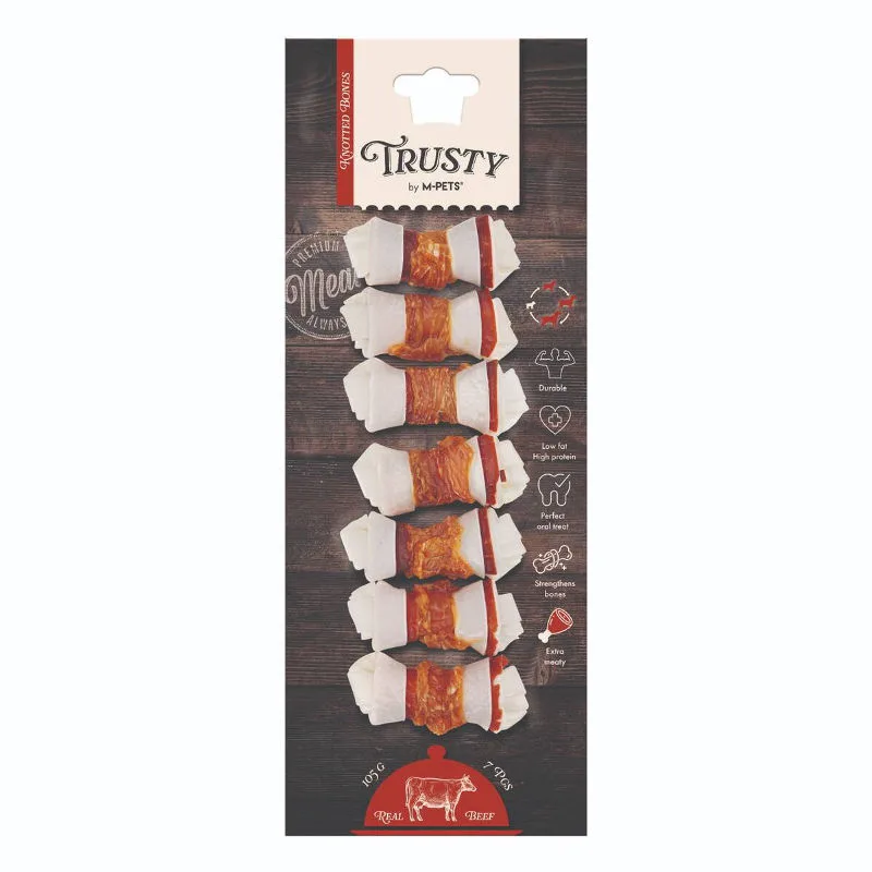 M-Pet Trusty Extra Beef Düğümlü Kemik 7Li 105Gr/6,4Cm